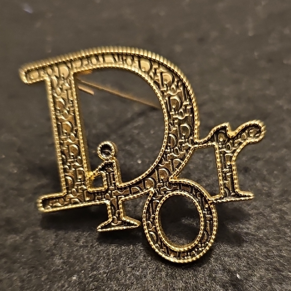 Inspired Gold Lettering Brooch - Women's Jewelry